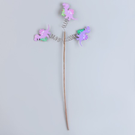 Wooden decor on the stick "Dinosaurus with a Christmas tree" 40 × 15 × 1.5 cm-1