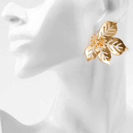 Earrings Metal "Style" sheet, maple, color gold-3