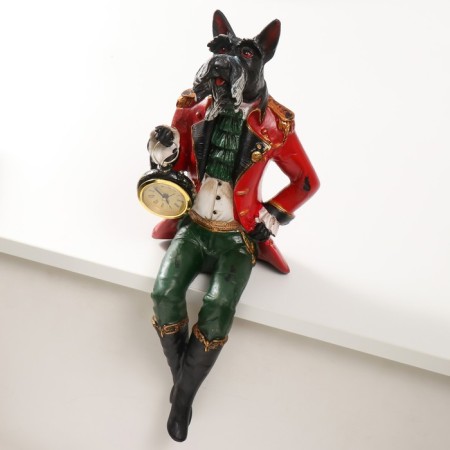 Polystone souvenir with the clock "Terrier in Red Camisole" sits 16.5x14.5x36.5 cm-1