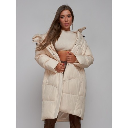 Coat insulated winter female, size 44, color light-beige-15