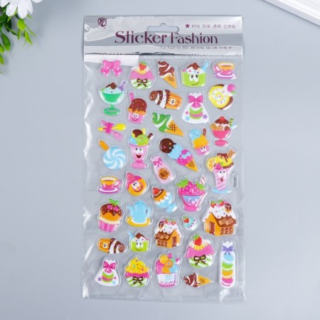 Sticker plastic volumetric "goodies" mix 14.5x25 cm-3