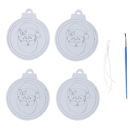Christmas tree decoration for coloring "Face" 4 pcs., Brush-1