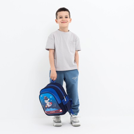 Baby backpack on lightning, 3 outer pockets, blue color-5