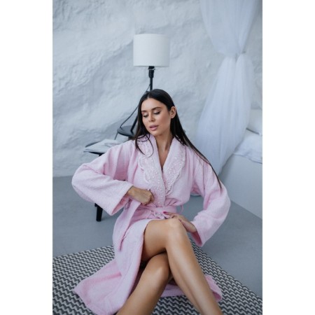 Frequency bathrobe, size 48, light pink color-6