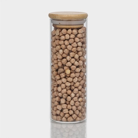 Glass Bank for bulk products with a bamboo cover "Eco", 300 ml, 5.5 × 15.5 cm-3