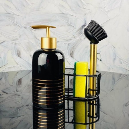 Kitchen kit Lenardi: a dispenser with a brush and a sponge, on a stand, porcelain