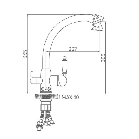 Accoona A5179-7 kitchen mixer, with output for drinking water, brass, chrome-6