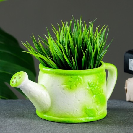 Figure pot "Lake" 8x18x10cm white-green-1