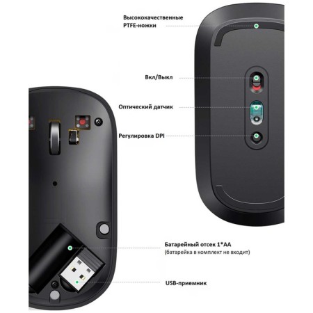 Ugreen wireless mouse, black color (90372)-3