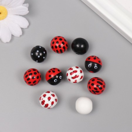 Beads for creativity tree "God's cow" set 10 pcs 1.6x1.6x1.6 cm