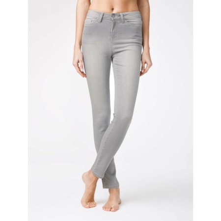 Women's jeans with high landing CONTE Elegant, size XXL, Light Grey color
