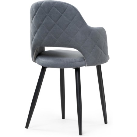 Stol on a metal frame Gutride metal/velor, black/gray 51x56x82 cm-4