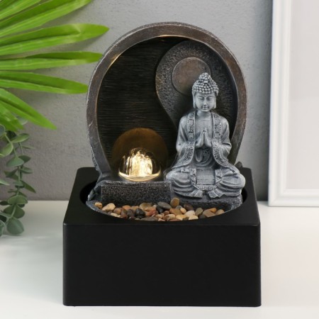 The desktop fountain from the network, backlight "Buddha under the Moon" 18x18x24 cm-6