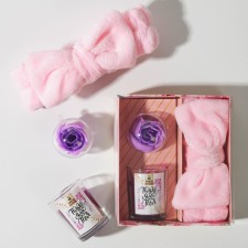 Set: candle, soap petals and a bandage on the head “for you”, lavender aroma