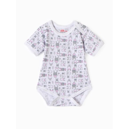 Body baby with short sleeve "Bunny", white/pink color, height 68