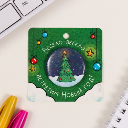 New Year of the setting icon d = 35 mm "Christmas tree" 6.5x6.5 cm-1