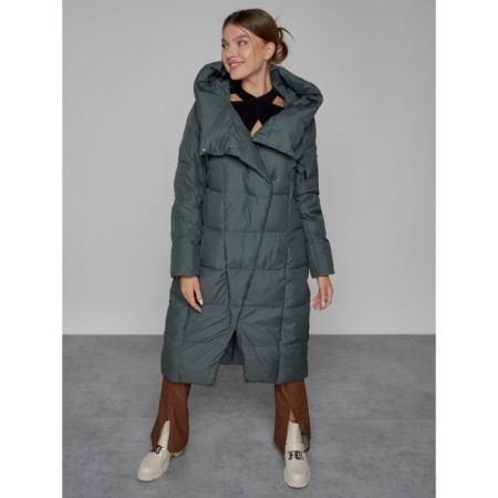 Coat insulated winter female, size 50, dark green color-10