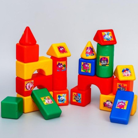 A set of colored cubes "Krosh and Hedgehog", 60 elements, mixeri, cube 6 x 6 cm