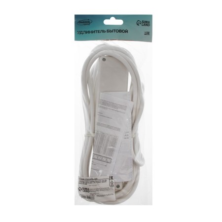 Extension cord Luazon Lighting, 4 sockets, 5 m, 6 A, 1300 W, 3x0.75 mm2, s/c, with excavation, b-3