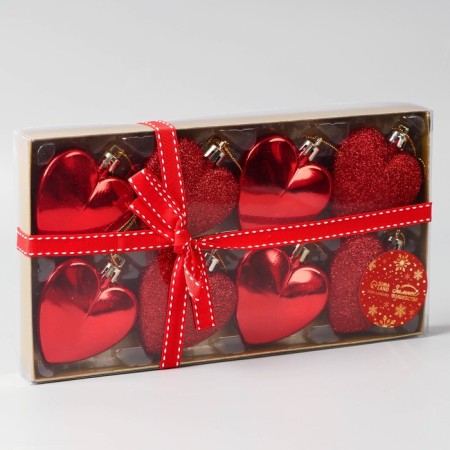Christmas tree decoration "Romance" (set of 8 pcs) 6 cm, red-1