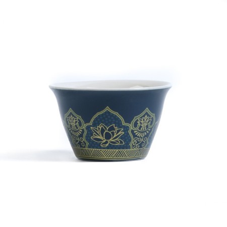 A set for a tea ceremony of 5 items per 3 persons: a cup 50 ml, a kettle 280 ml, blue-3