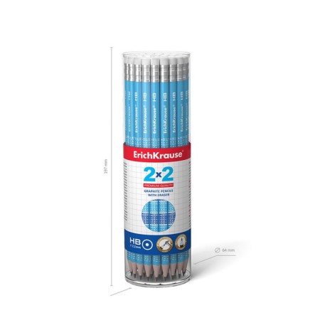 Chernographic pencil with Erich Krause 2x2 "Multiplication table", hb, barn d = 2.2 mm, wood, round in a tube, blue case-9