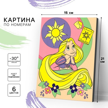 Picture on numbers for children "Rapunzel" 21x15 cm, princesses