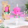 Candle for the cake musical "Bud", spinning, pink, 14.5 cm