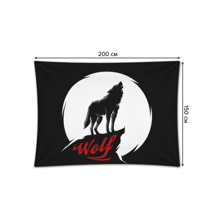 Decorative panel with photo printing "Wolf and Moon", horizontal, size 150x200 cm-1