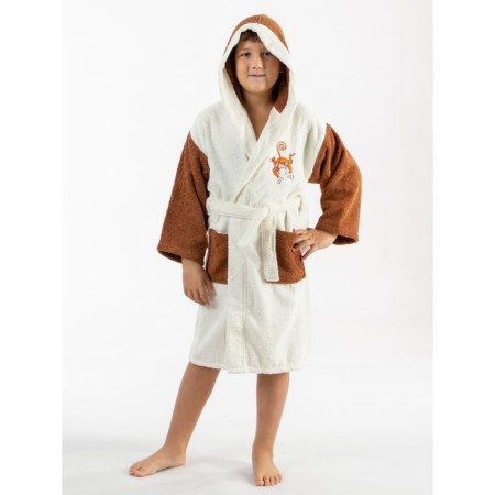 Terry robe for a boy, height 134-140 cm, milk color-2