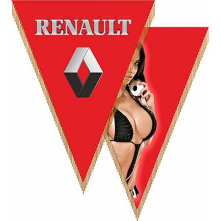 The pennant triangular, SkyWay, Renault, Red background, letters silver, 260x200mm, color