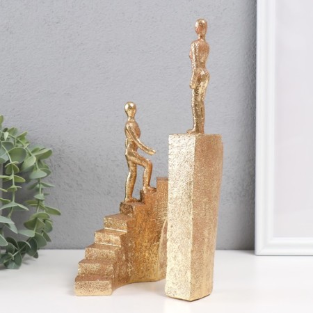 Polystone souvenir "Two on the stairs" gold 13.5x10.5x25.5 cm-3