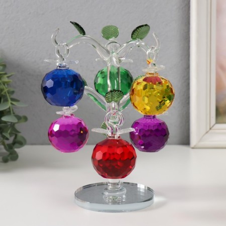 Suvenir glass "Crystal apple tree with colored apples" 14x14x17 cm-2