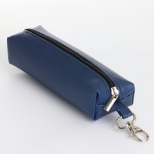 Key of zipper, length 16 cm, ring, carbine, dark blue color