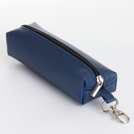 Key of zipper, length 16 cm, ring, carbine, dark blue color