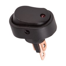 Выключатель клавишный 12V 30А (3с) ON-OFF черный ОВАЛ с красной LED подсветкой (RWB-523, ASW-20D)
