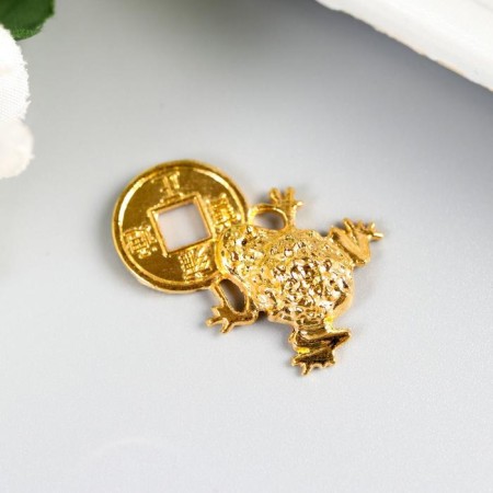 Souvenir Metal "Toad with coin" gold 3x4x1 cm-3