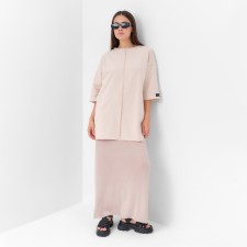Women's T-shirt MIST BASE, S-M size, beige color
