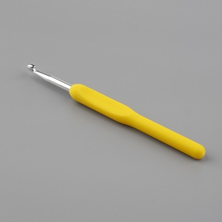 Knitting hook, with a plastic handle, d = 5.5 mm, 14 cm, yellow color-2
