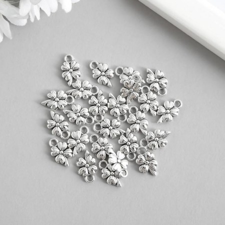 Decor for creativity Metal "Four Liber-Flower Metus" silver 1.3x0.8 cm-1