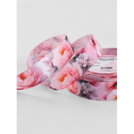Republic tape 25mm*25 ± 1 yard (23m ± 1m) pink peonies au