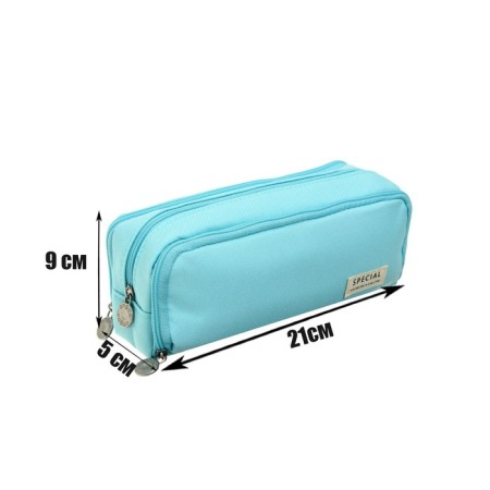School pencil case on a zipper 3-section, blue-8