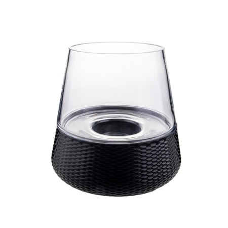 Decorative candlelight made of colored glass, 20 × 20 × 20 cm, white-black color-1