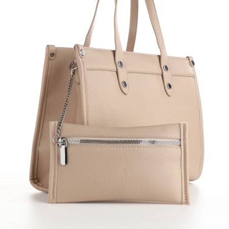 Women's bag with zipper, Textura, average size, beige color-3