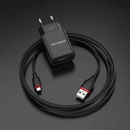 Network charger Borofone BA20A, 1 USB, 2.1 a, black-7