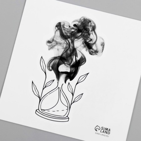 Black body tattoo "Black. Sanding clock" 6x6 cm-5