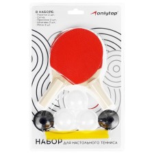 A set for table tennis Children's Onlytop: 2 rackets, 3 balls, a mesh, suction cups 2 pcs., Tripod 2 pcs.