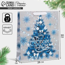 Craft vertical package “Happy New Year”, m 26 x 30 x 9 cm, new year