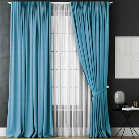 Kaspian curtain set, size 240 x 270 cm, blue