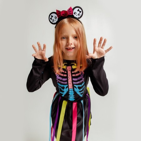 Carnival set "Rainbow skeleton", dress and rim, p. S.-5